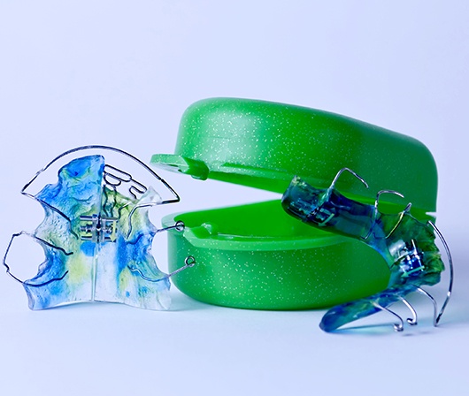 blue and green retainers
