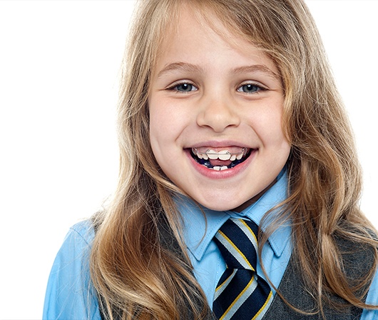 young child with phase one braces