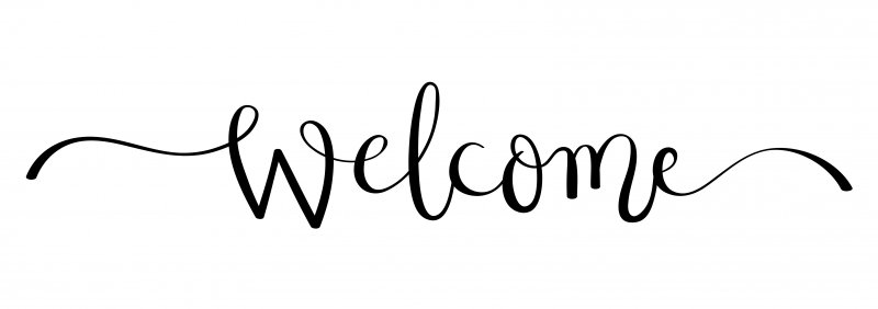 a black and white image of the word “Welcome”